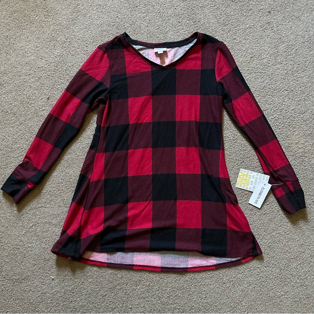 LuLaRoe Elizabeth Buffalo Plaid Tunic Top Sz XXS